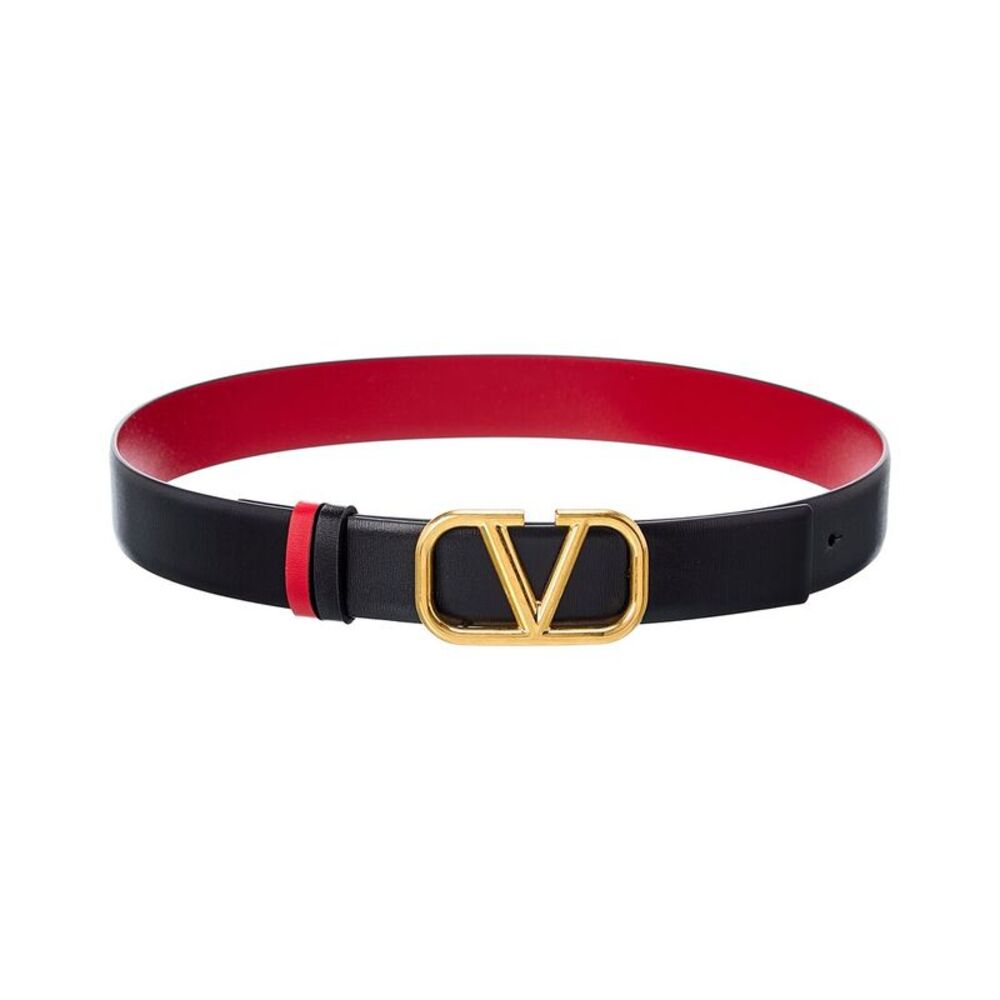 Valentino Vlogo 30Mm Reversible Leather Belt, Black